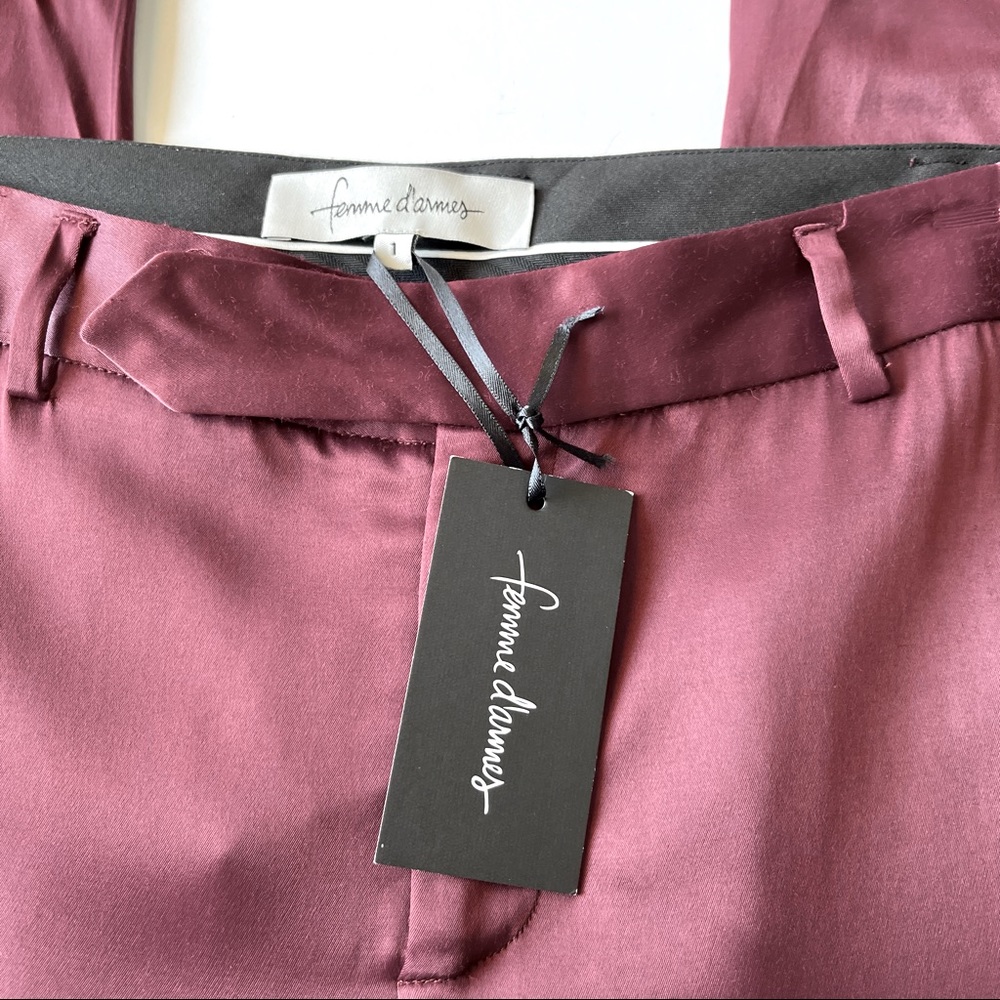 Femmes D’armes Bordeaux Satin Pants - Picture 6 of 10
